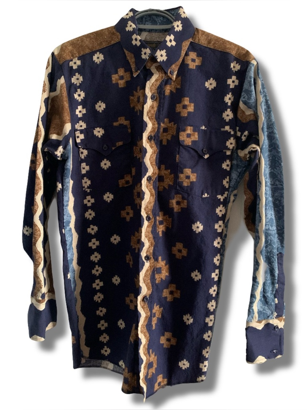 VTG Panhandle Slim Aztec Western Long Sleeve Shirt Size 15.5